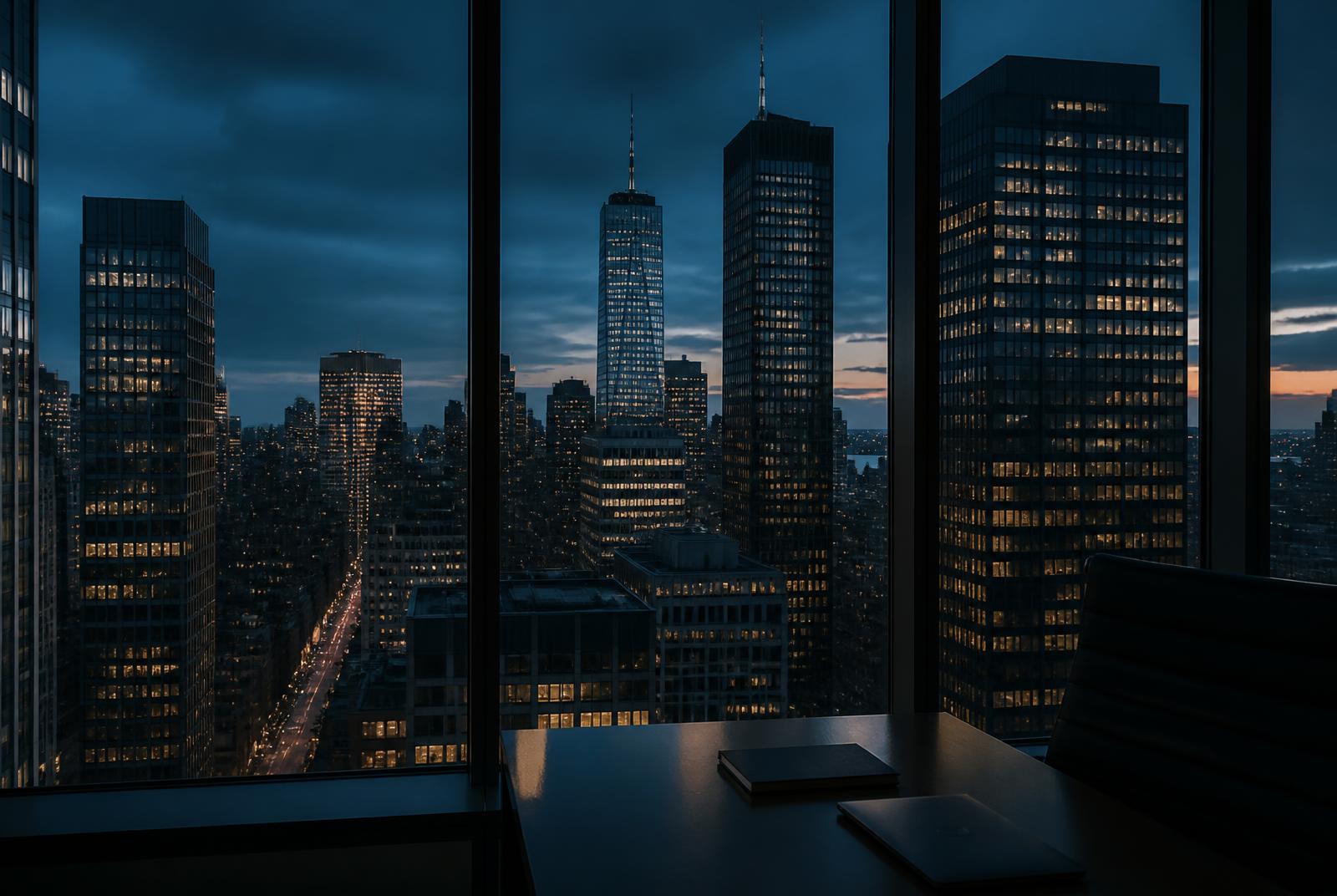 City skyline at dusk representing commercial real estate and cross-border transactions